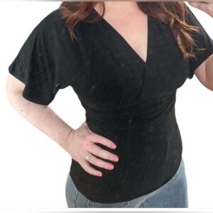 WHBM Matte Jersey Black Kimono Sleeve Top Size Large